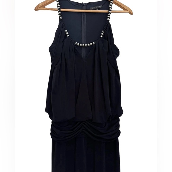 David Meister Long Evening Gown Womens Sz 10 Dark Navy Pearls Party Dress - Picture 3 of 11